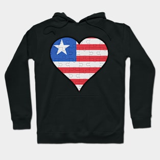 Liberian Jigsaw Puzzle Heart Design - Gift for Liberian With Liberia Roots Hoodie